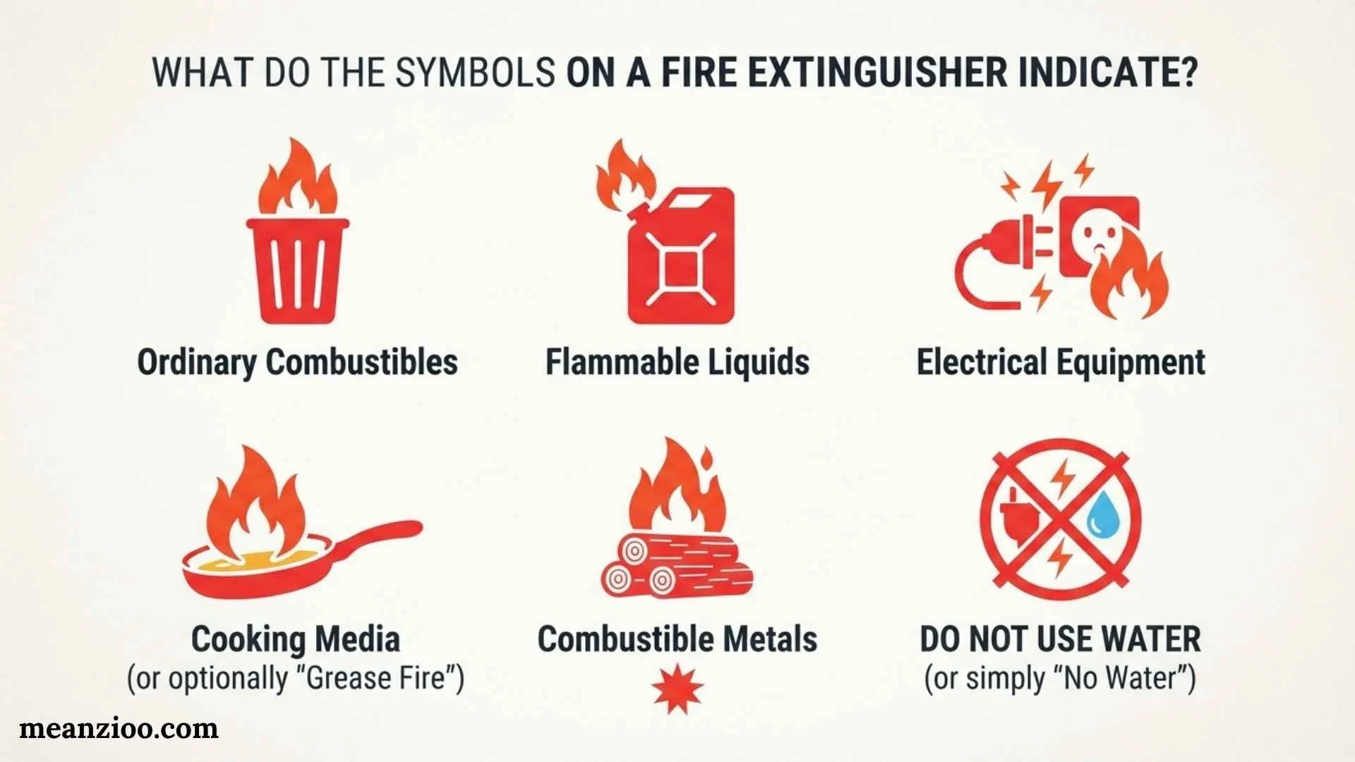 what do the symbols on a fire extinguisher indicate